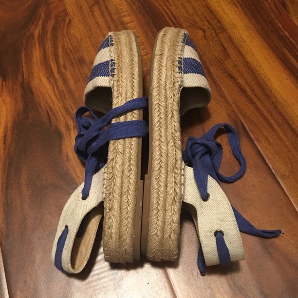 Splendid Blue&white strip platform Espadrille - Picture 2 of 4